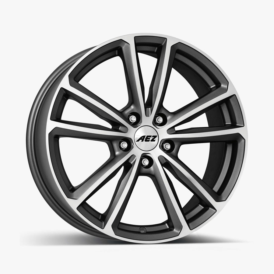 AEZ Tioga Titan Graphite Matt Polish lichtmetalen velg in schuin driekwartaanzicht