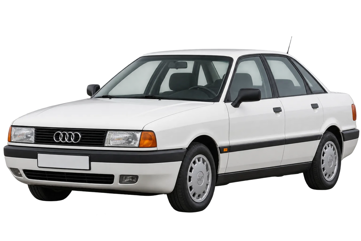 Witte Audi 80 89 80 B3, schuin van voren