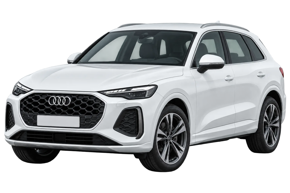 Witte Audi Q5 FY GU SUV, schuin van voren