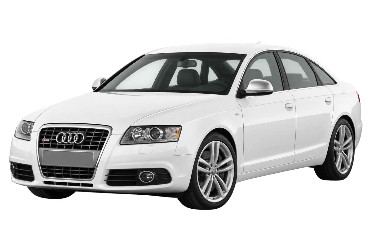 Witte Audi S6 4F, 4F1 S6 Limousine / Avant, schuin van voren