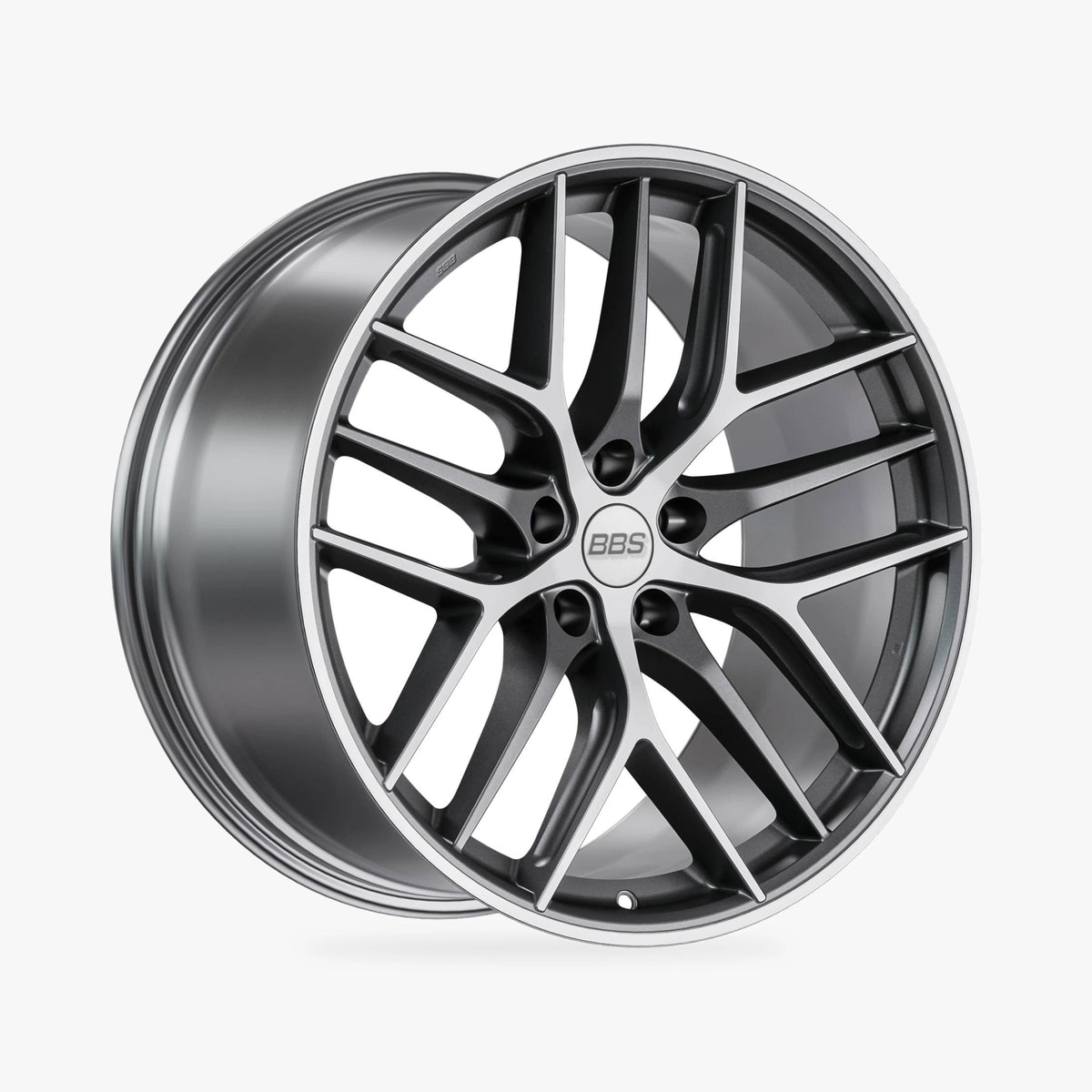 BBS CC-R Graphit Diamantgedreht Matt lichtmetalen velg in schuin driekwartaanzicht