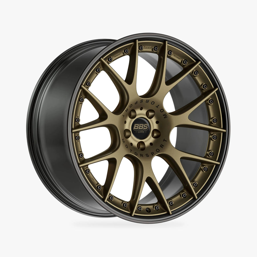 BBS CH-RII Radstern Bronze Matt Felgenbett Schwarz mit AFS lichtmetalen velg in schuin driekwartaanzicht