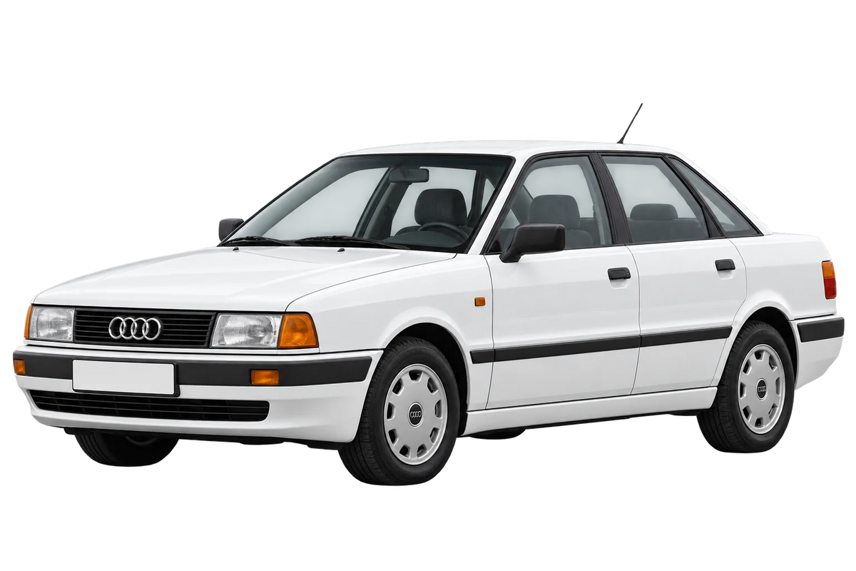 Witte Audi 90 89 Limousine, schuin van voren