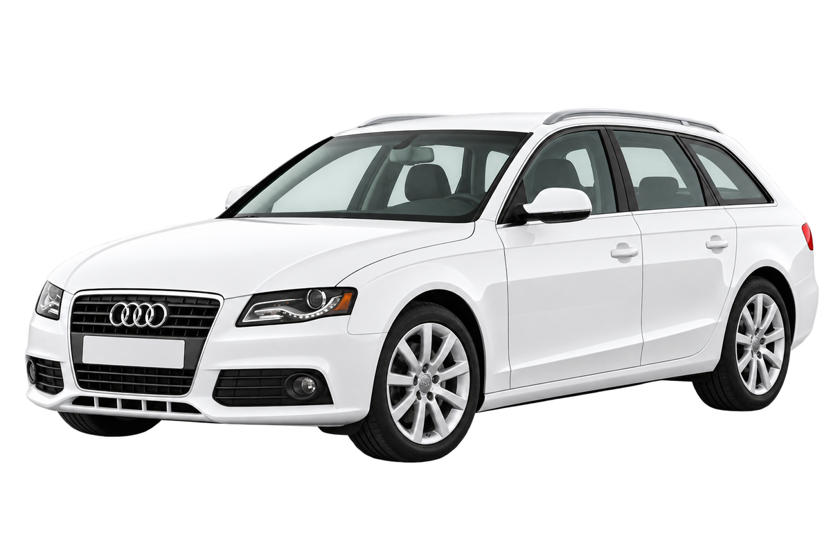 Witte Audi A4 B8, B81 Avant, schuin van voren