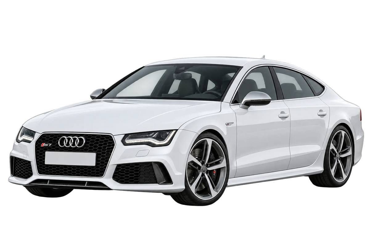Witte Audi RS 7 4G C7 RS 7 Sportback, schuin van voren