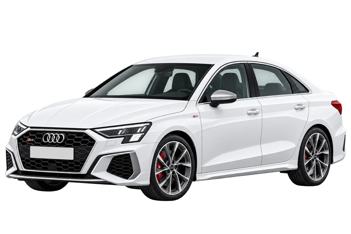 Witte Audi S3 GY S3 Limousine / 228 kW, schuin van voren
