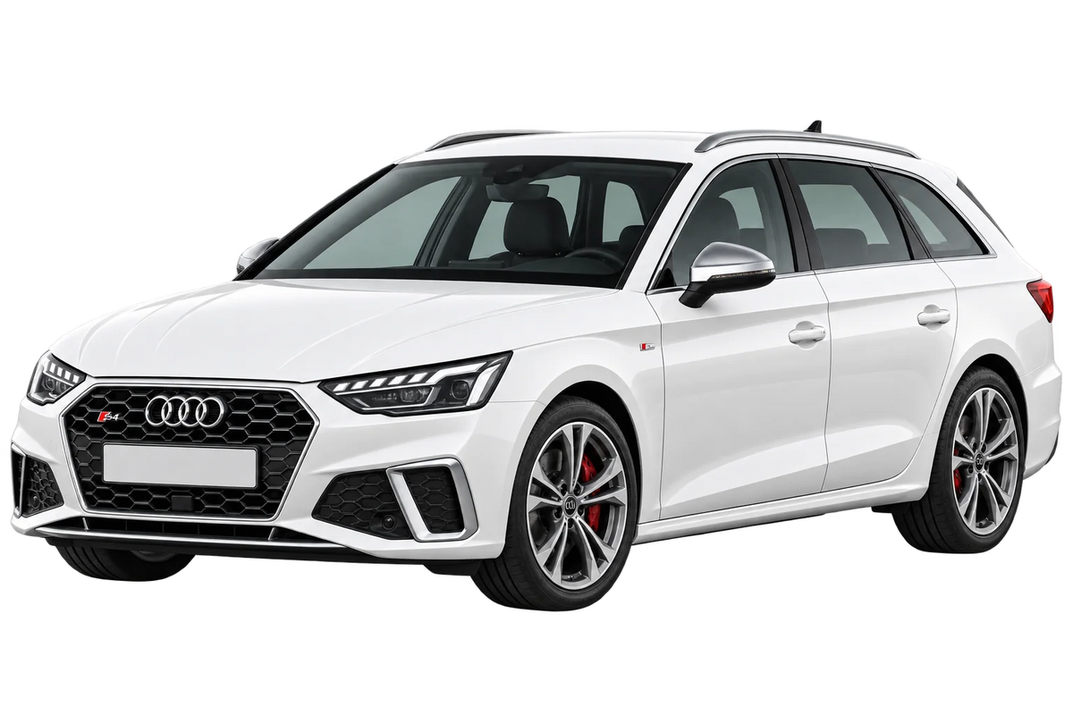 Witte Audi S4 B8, B81 B9 S4 Avant / 251 kW / 255 kW, schuin van voren