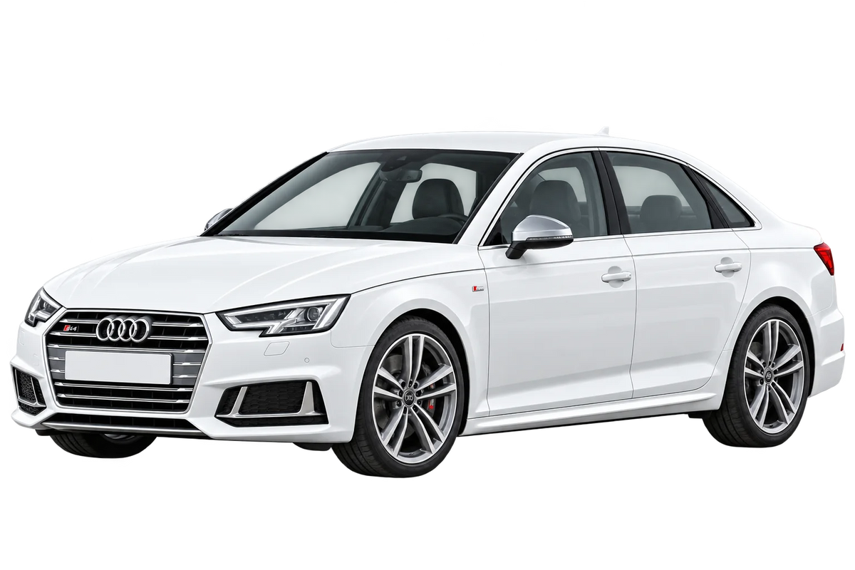 Witte Audi S4 B8, B81 B9 S4 Limousine / 260 kW, schuin van voren