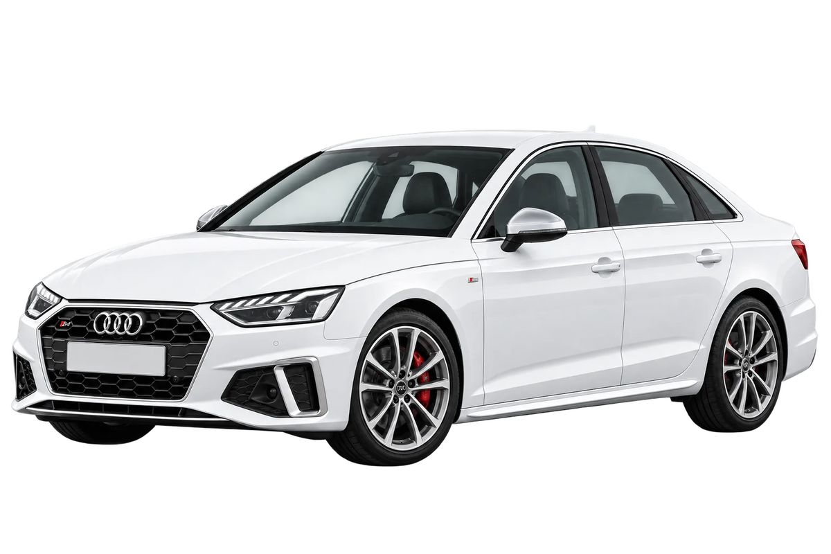 Witte Audi S4 B8, B81 B9 S4 Limousine / 251 kW / 255 kW, schuin van voren