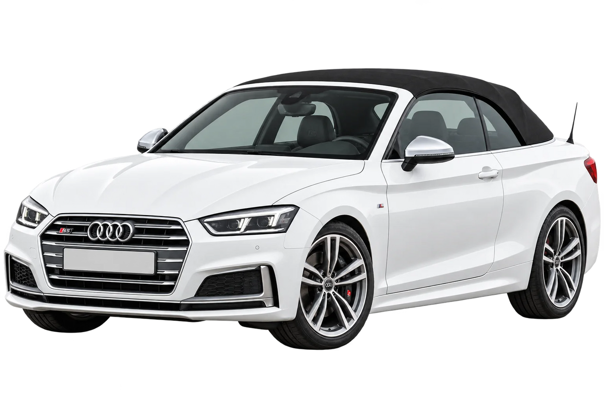Witte Audi S5 B9 (F5) S5 Cabriolet / 260 kW, schuin van voren