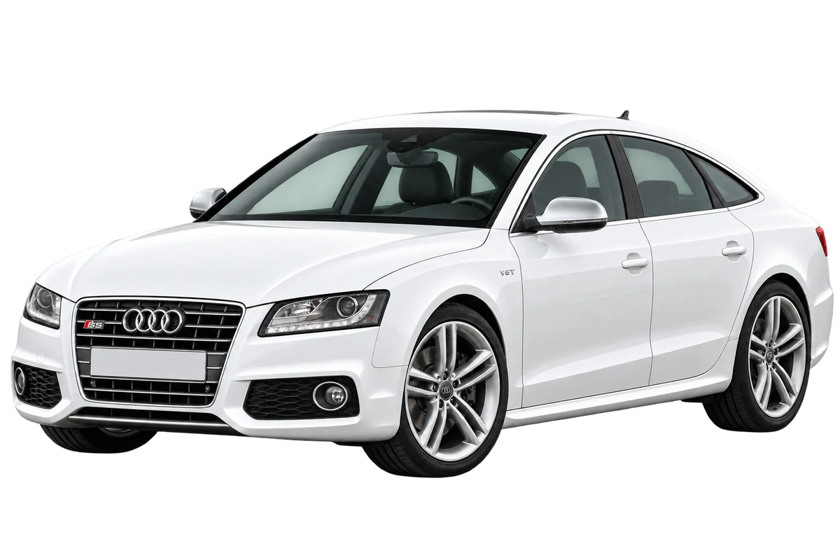 Witte Audi S5 B8, B81 8T S5 Sportback / 245 kW, schuin van voren
