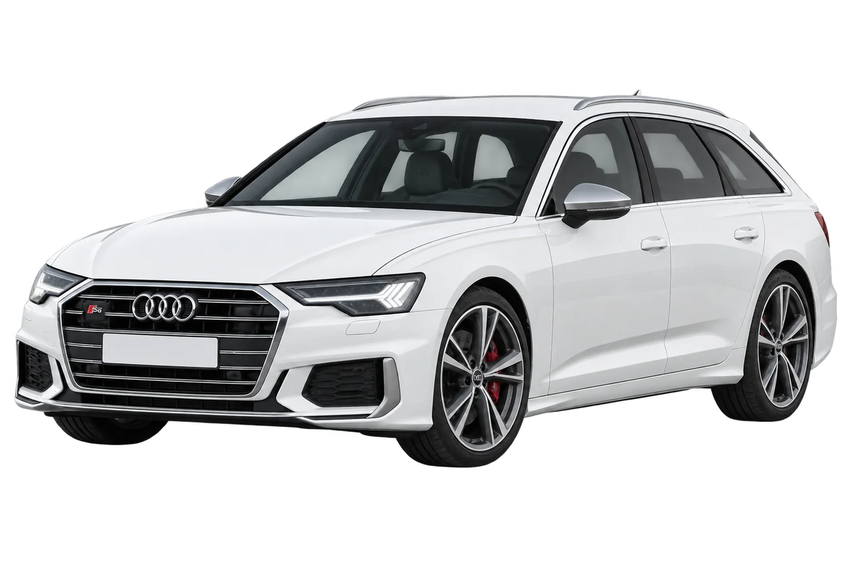 Witte Audi S6 F2 S6 Avant, schuin van voren