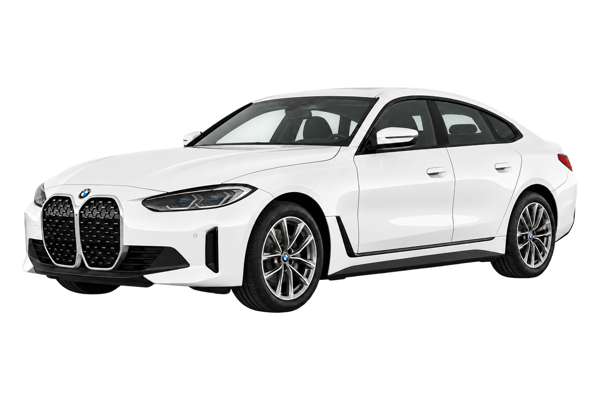Witte BMW 4er Reihe G4C G26, schuin van voren