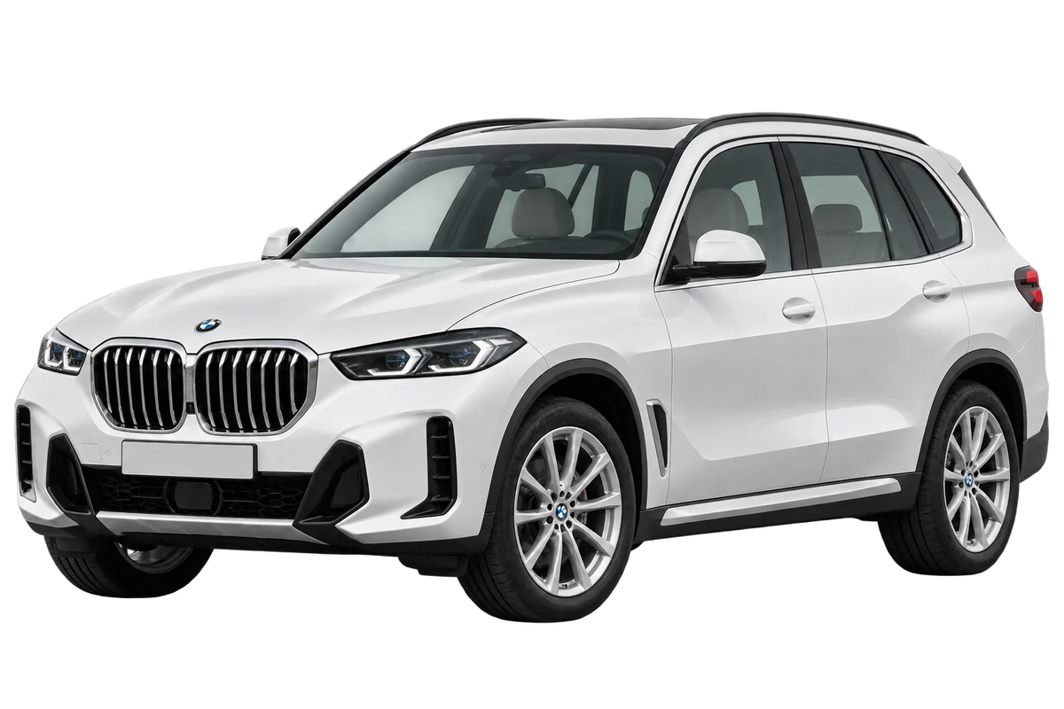 Witte BMW X5 G5X G05 Facelift 2023, schuin van voren