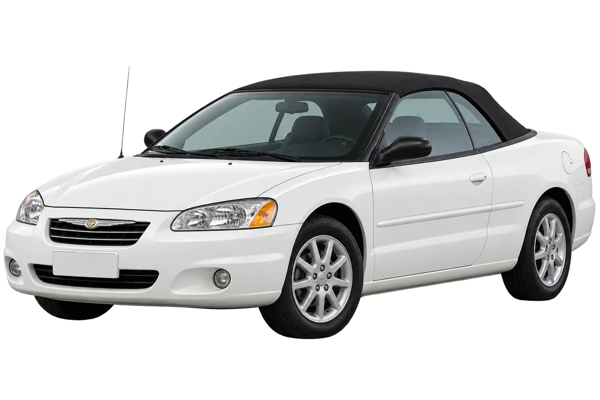 Witte Chrysler Sebring JR Cabriolet, schuin van voren