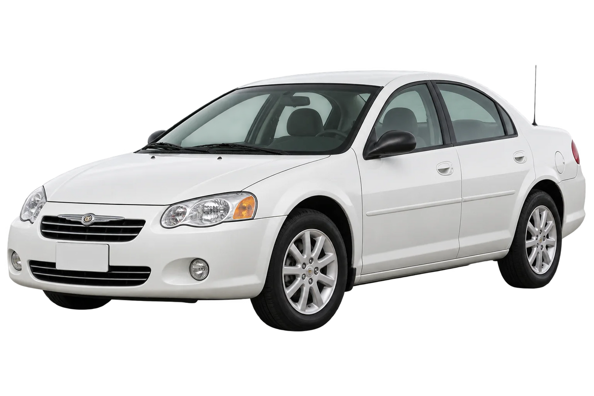 Witte Chrysler Sebring JR Limousine, schuin van voren