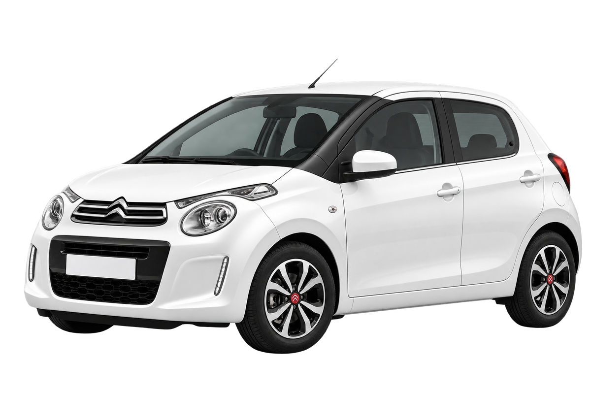 Witte Citroen C1 P 5-porte, schuin van voren