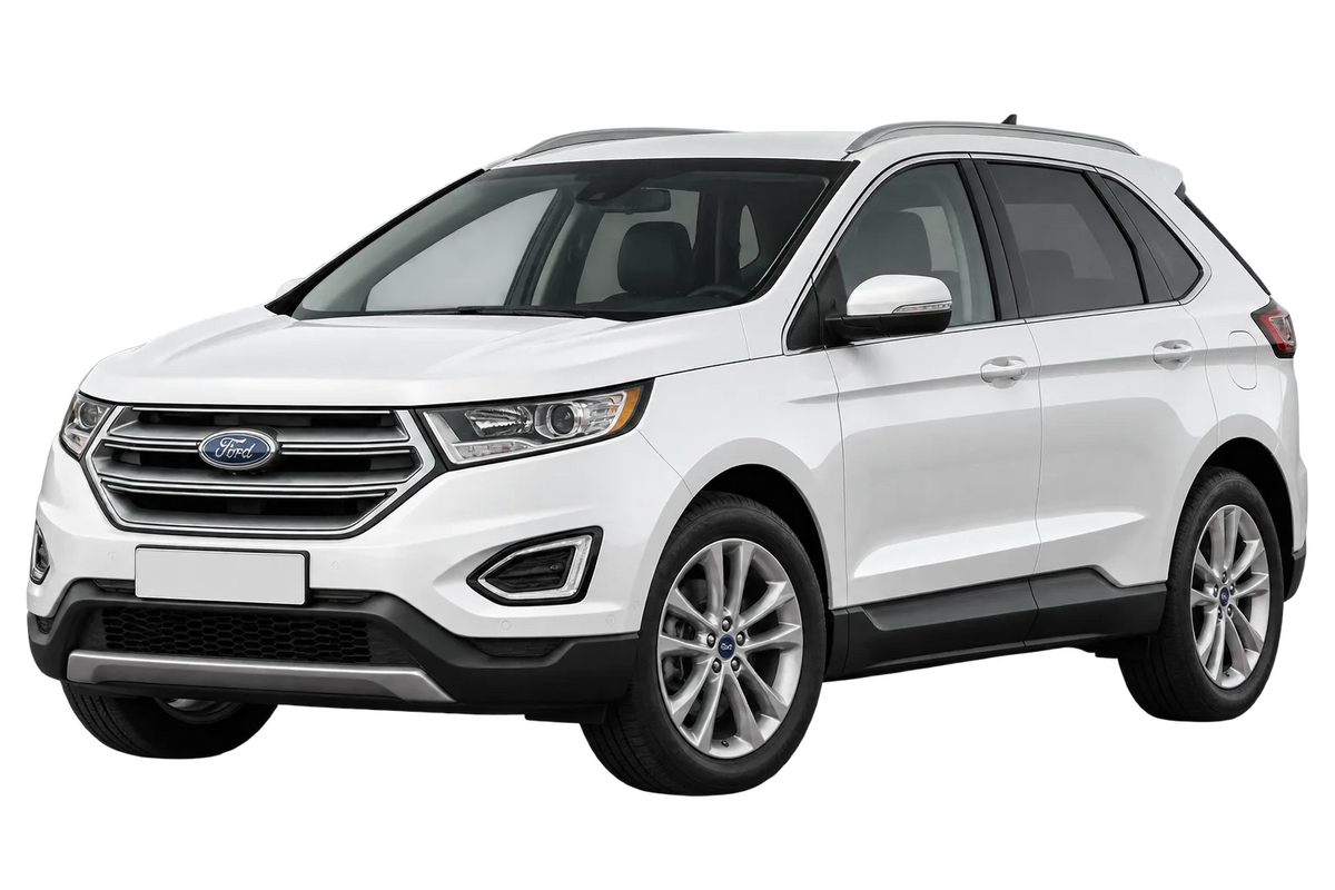 Witte Ford Edge SBF, schuin van voren