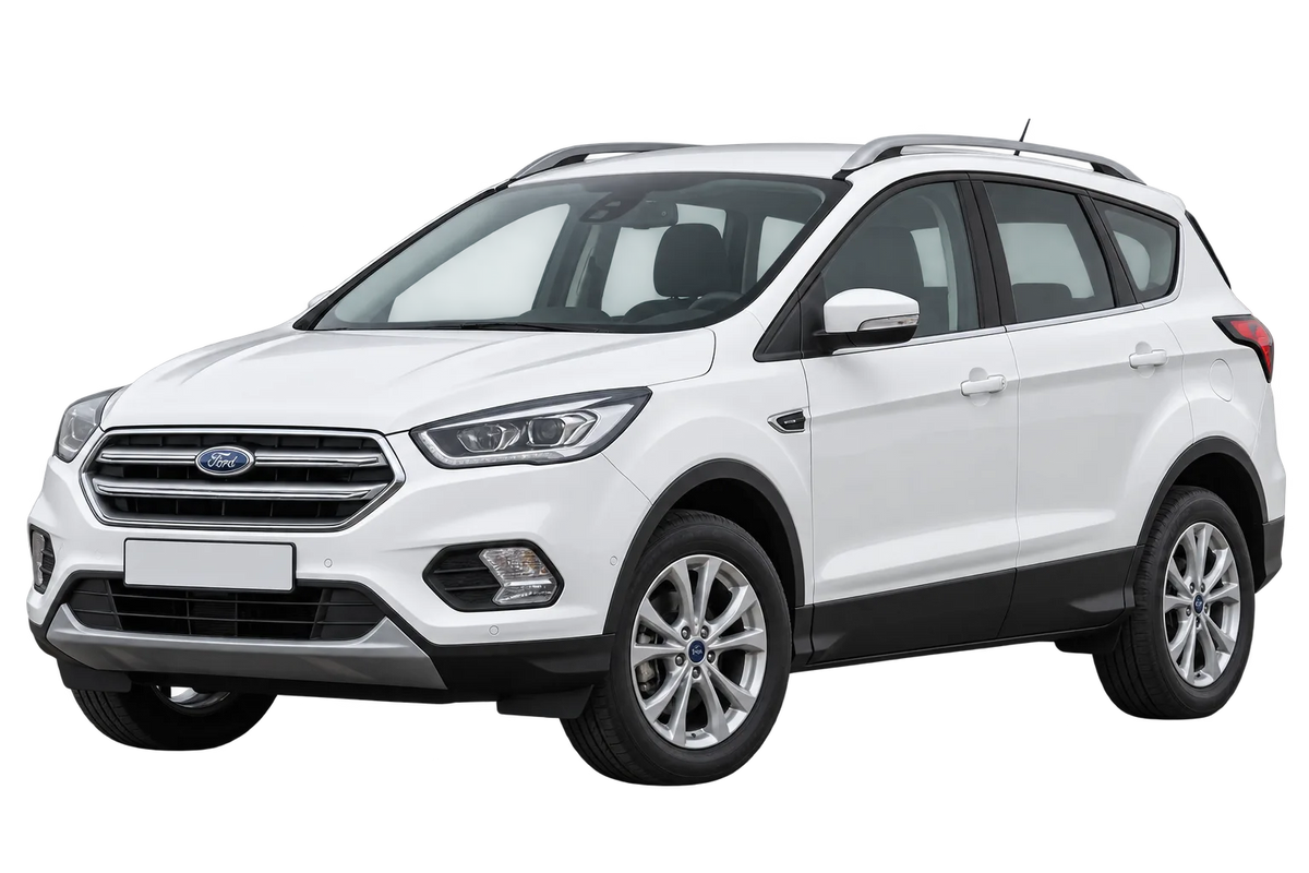 Witte Ford Kuga DFK, schuin van voren
