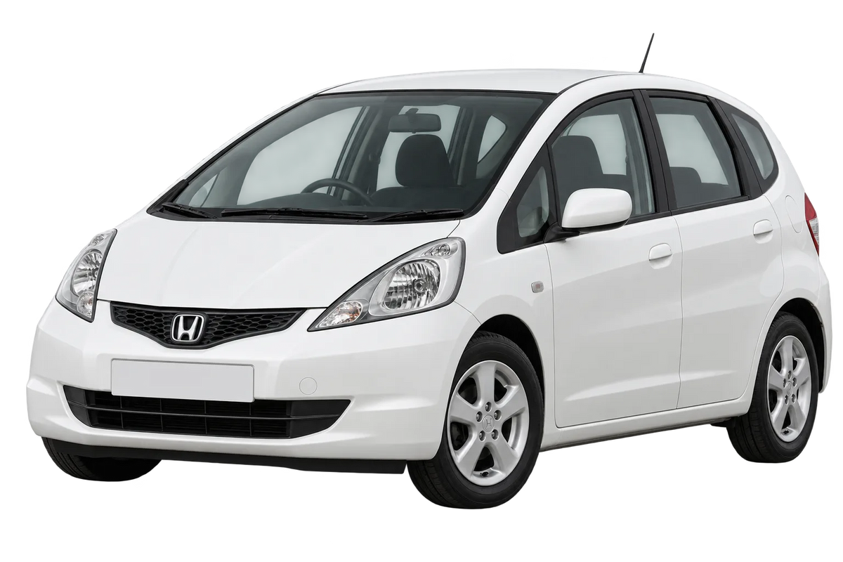 Witte Honda Jazz GE6,GG1,-2,-3,-5,-6, schuin van voren