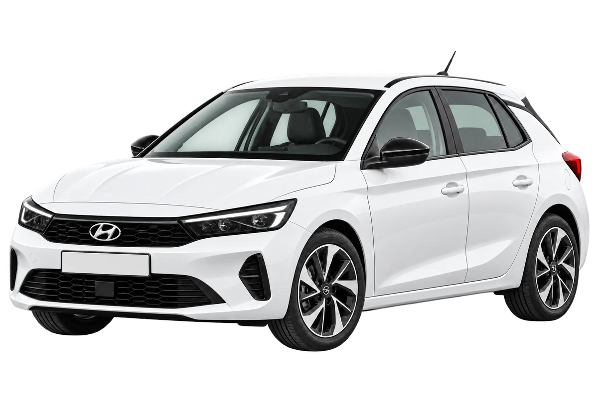 Witte Hyundai i30 PDE 5-porte Facelift 2024, schuin van voren
