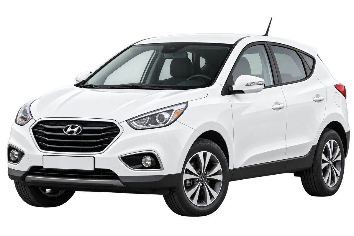 Witte Hyundai ix35 ELH, LM ix35 Facelift 2013, schuin van voren