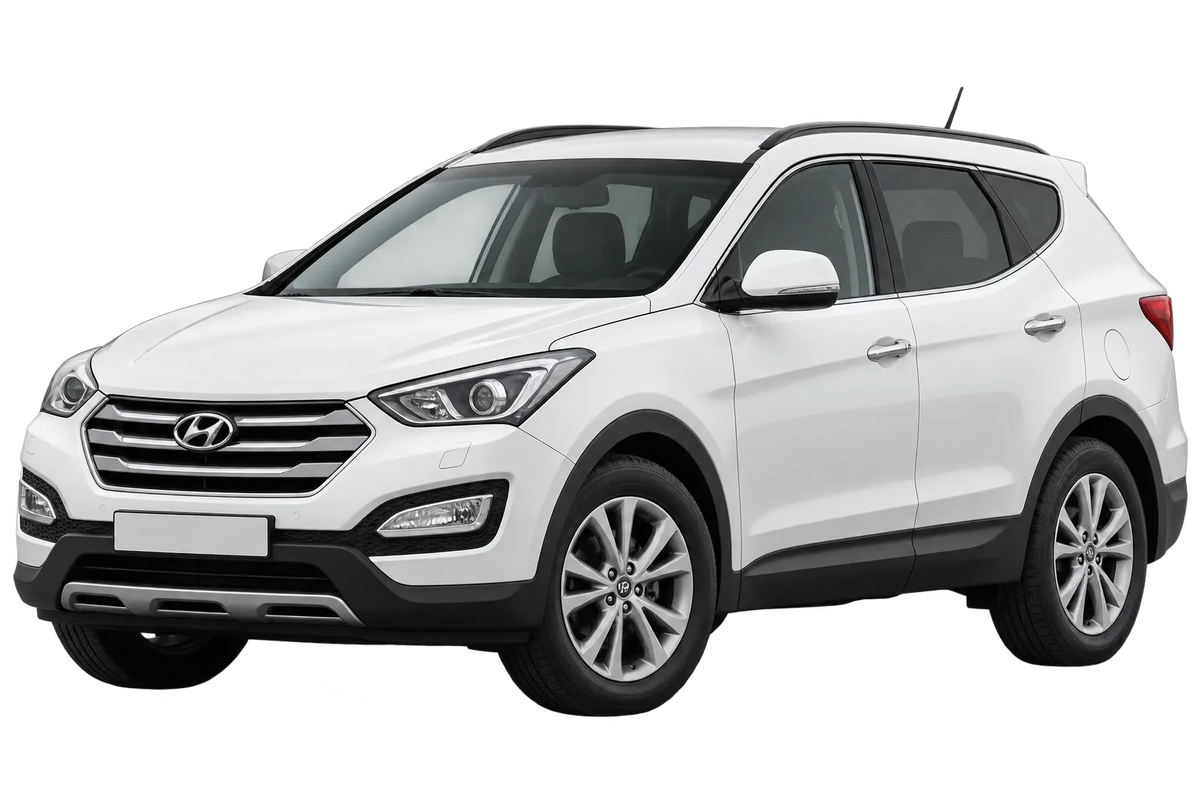 Witte Hyundai Santa Fe DM, schuin van voren