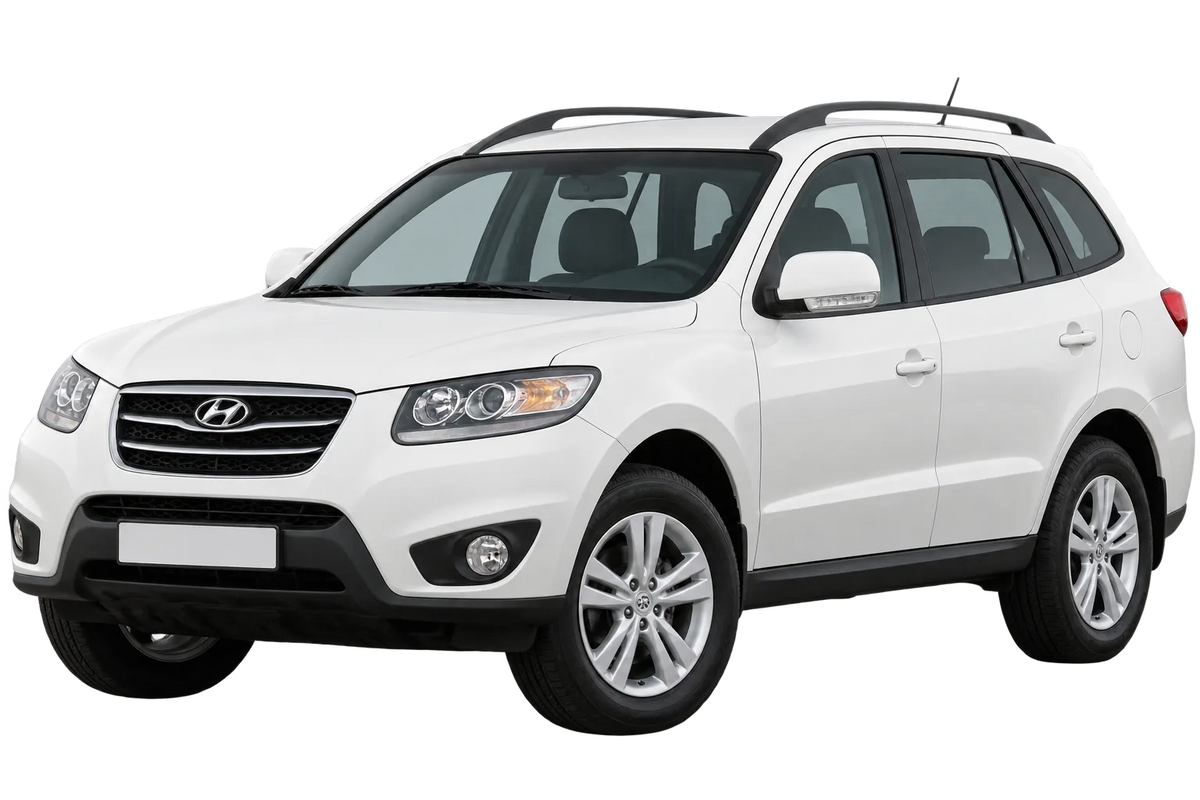 Witte Hyundai Santa Fe CM, schuin van voren
