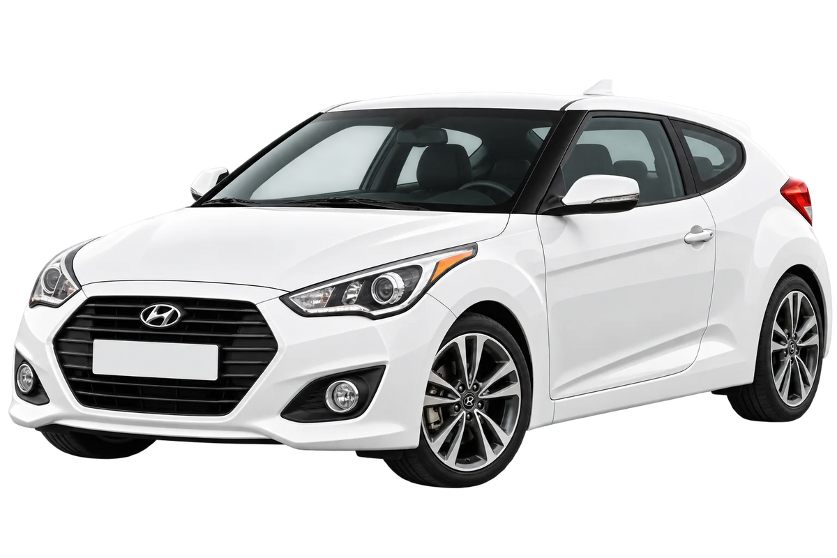 Witte Hyundai Veloster FS Facelift 2015, schuin van voren