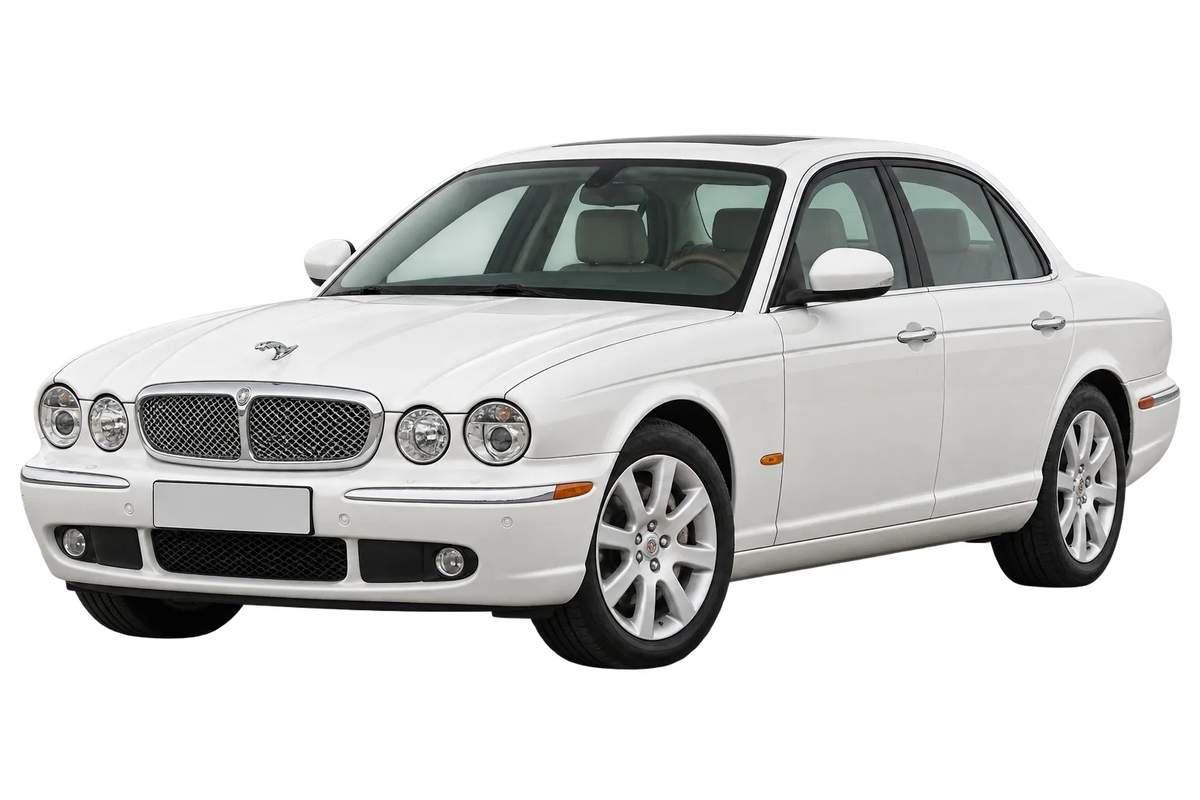 Witte Jaguar XJ N*3, schuin van voren