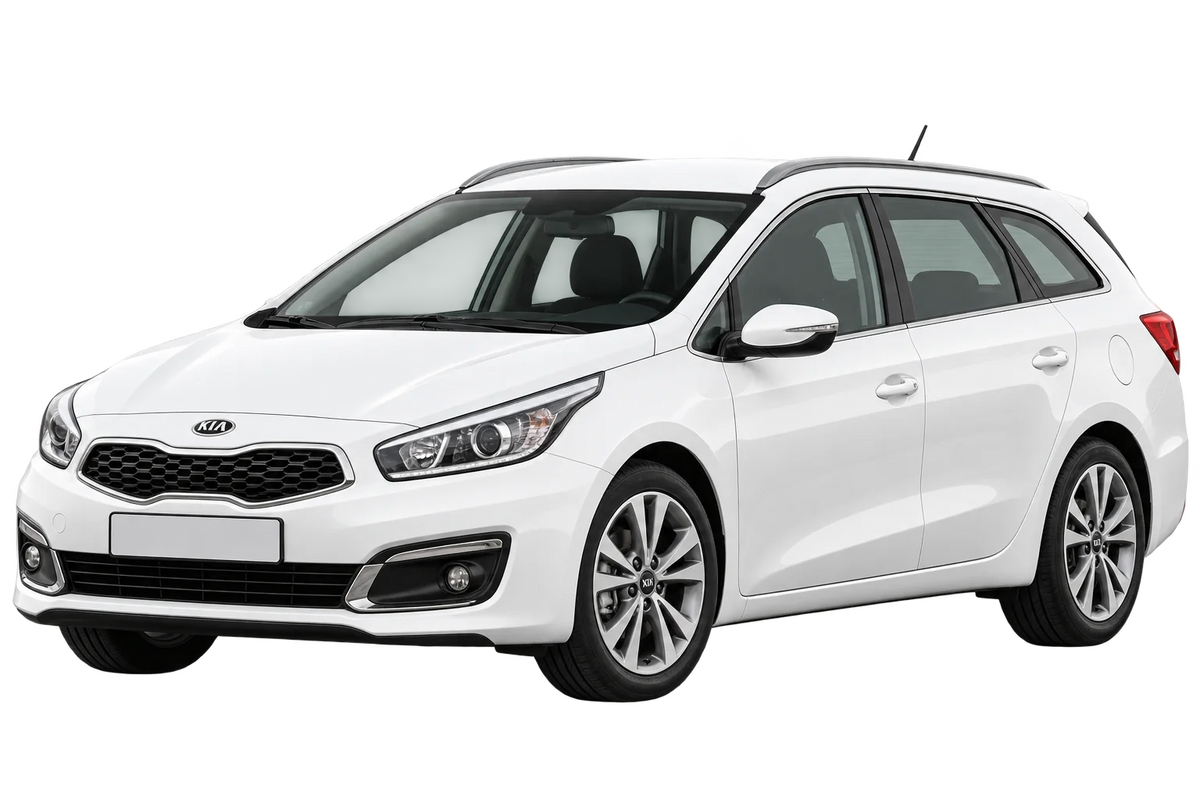 Witte Kia cee'd JD SW Sportswagon Facelift 2015, schuin van voren