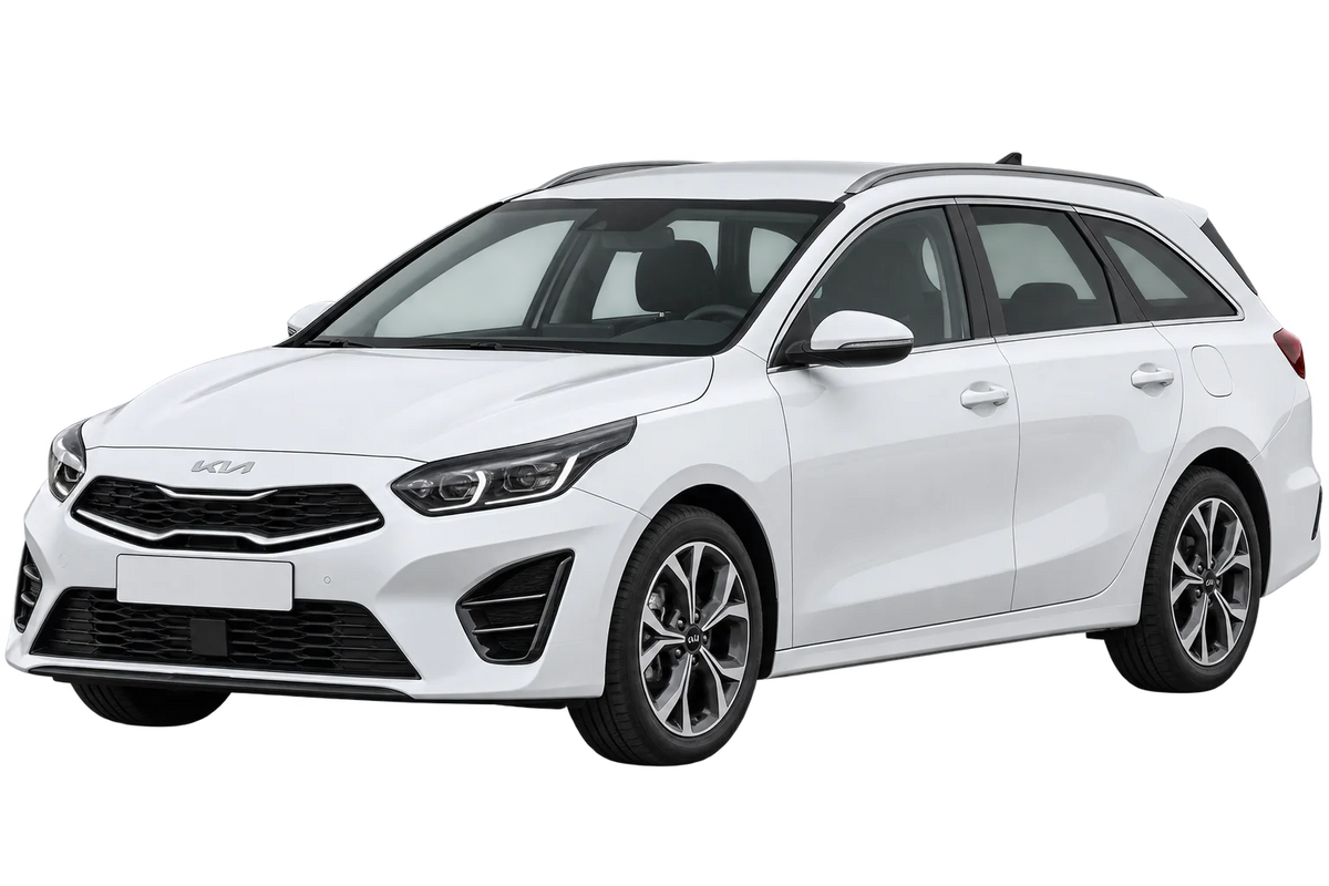 Witte Kia CEED CD SPORTSWAGON SW Facelift, schuin van voren