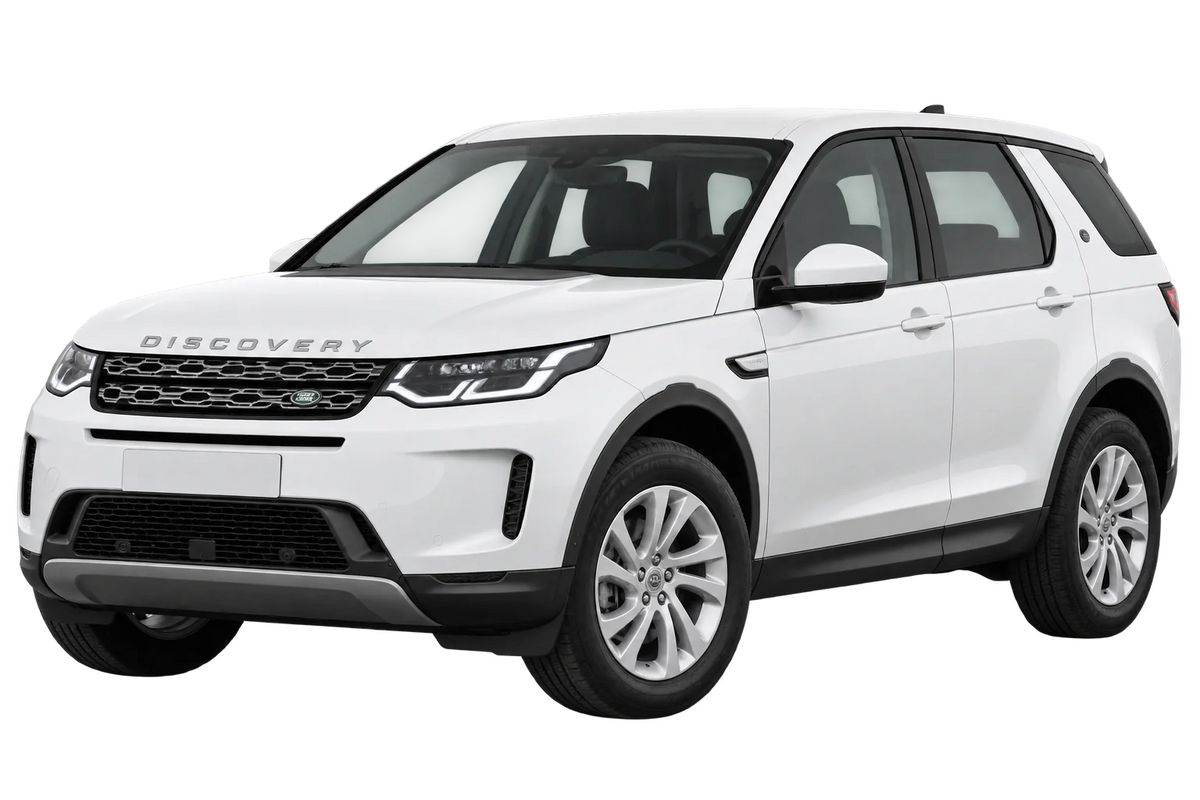 Witte Land Rover Discovery LC Discovery Sport Facelift 2019, schuin van voren