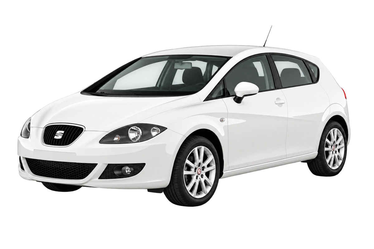 Witte Seat Leon 1P, 1PN, schuin van voren