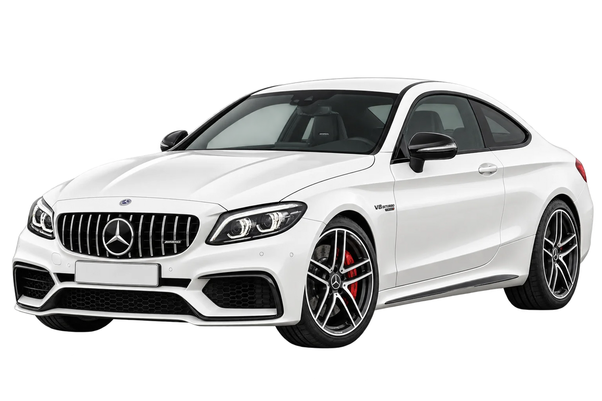 Witte Mercedes C-Klasse AMG 204 C205 AMG C 63 / C AMG 63 S Coupé / 350 kW - 375 kW, schuin van voren