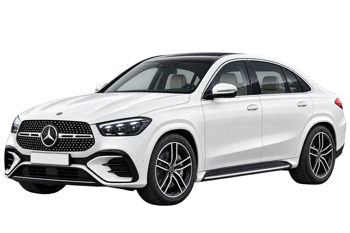 Witte Mercedes GLE H1GLE C167 Coupé Facelift 2023, schuin van voren