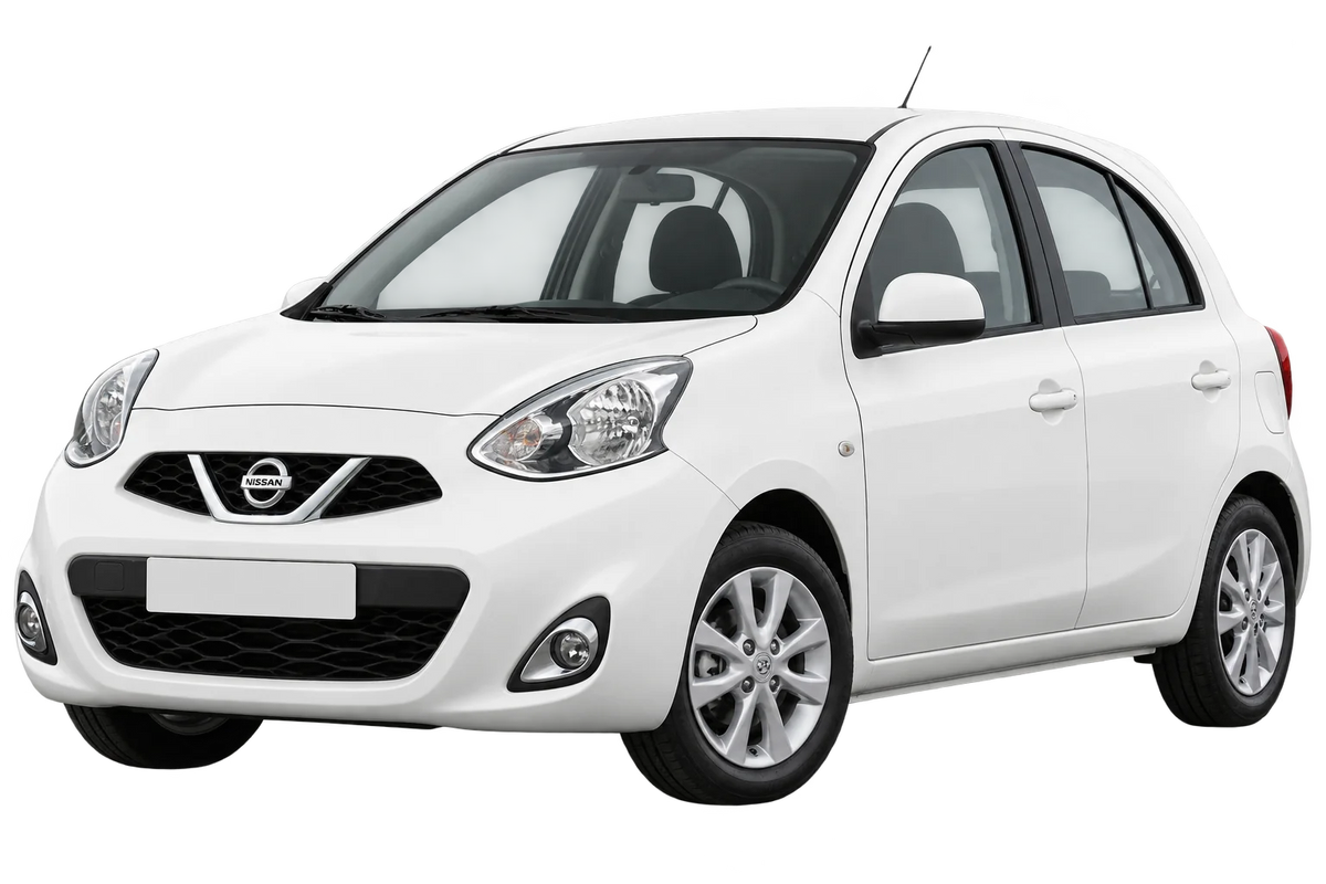 Witte Nissan Micra K13 Facelift 2014, schuin van voren