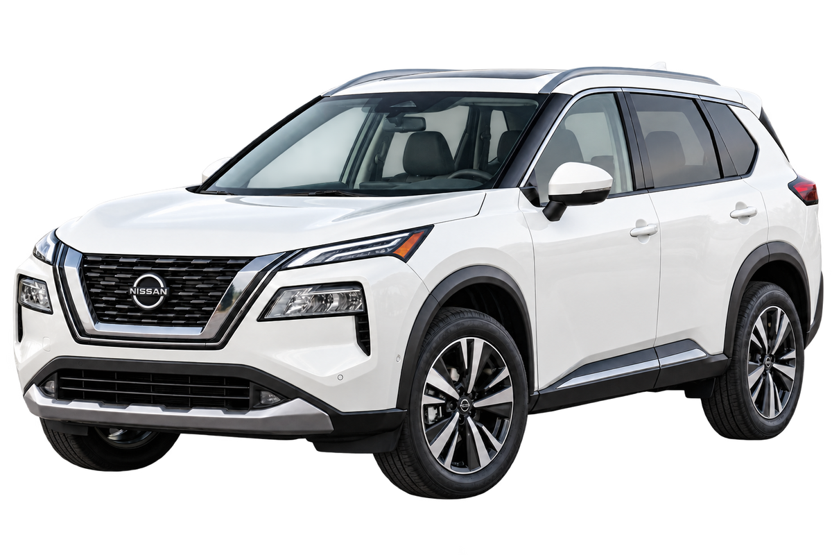 Witte Nissan X-Trail T33, schuin van voren