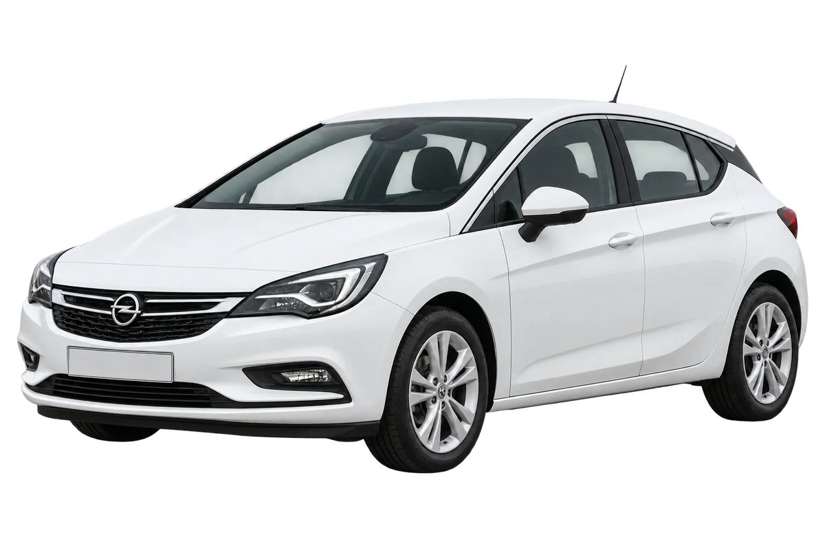 Witte Opel Astra B-K 5-porte, schuin van voren