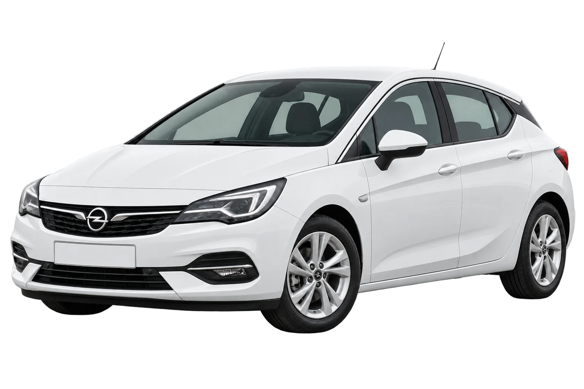 Witte Opel Astra B-K 5-porte Facelift, schuin van voren