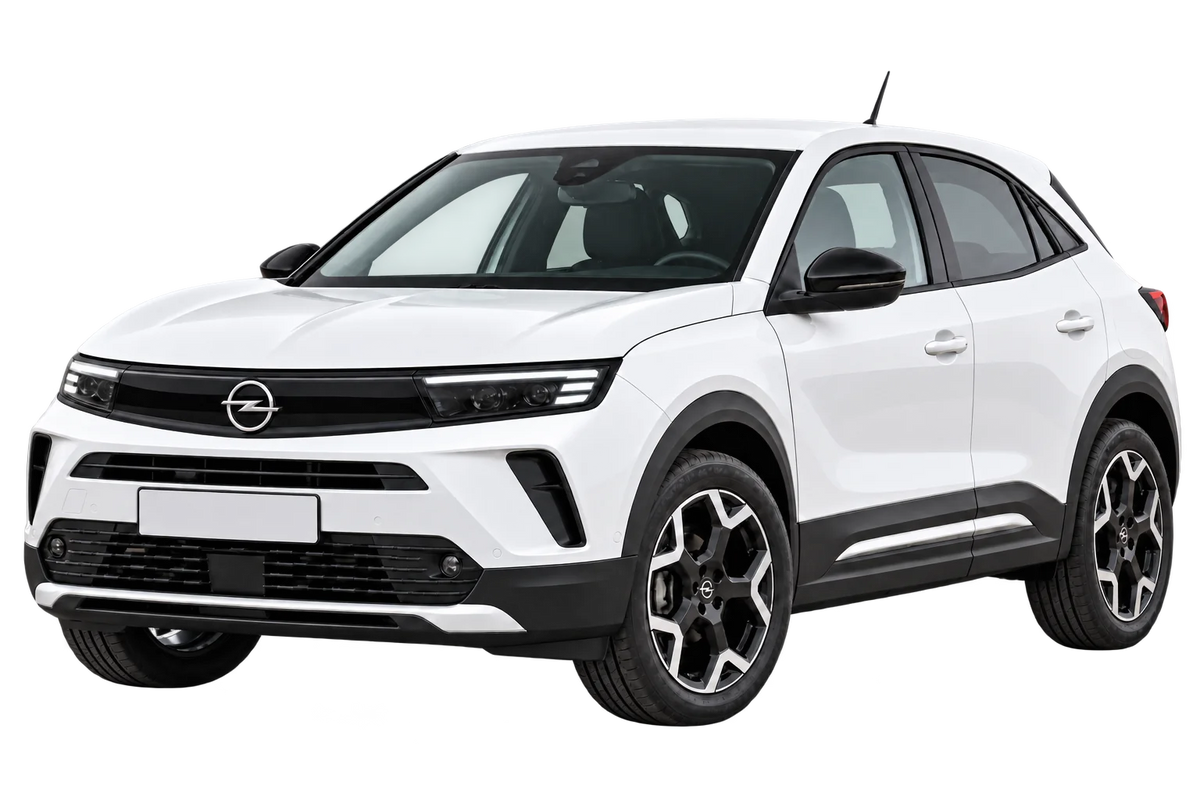 Witte Opel Crossland P7 Monocab C Facelift 2021, schuin van voren