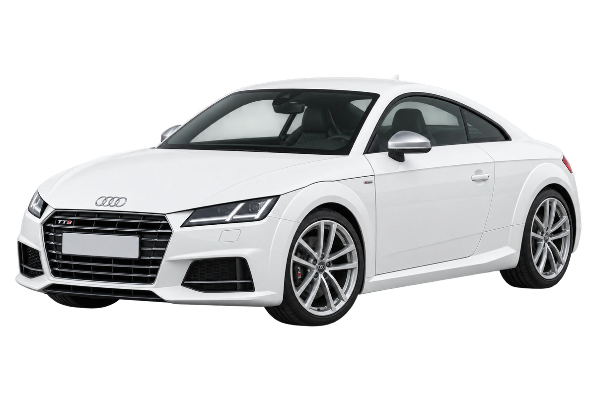 Witte Audi TTS 8S - 8J Coupé, schuin van voren