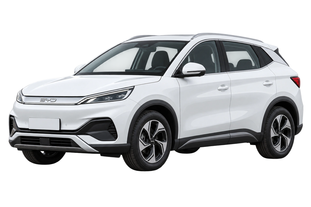 Witte BYD Atto 3 SC2E, schuin van voren