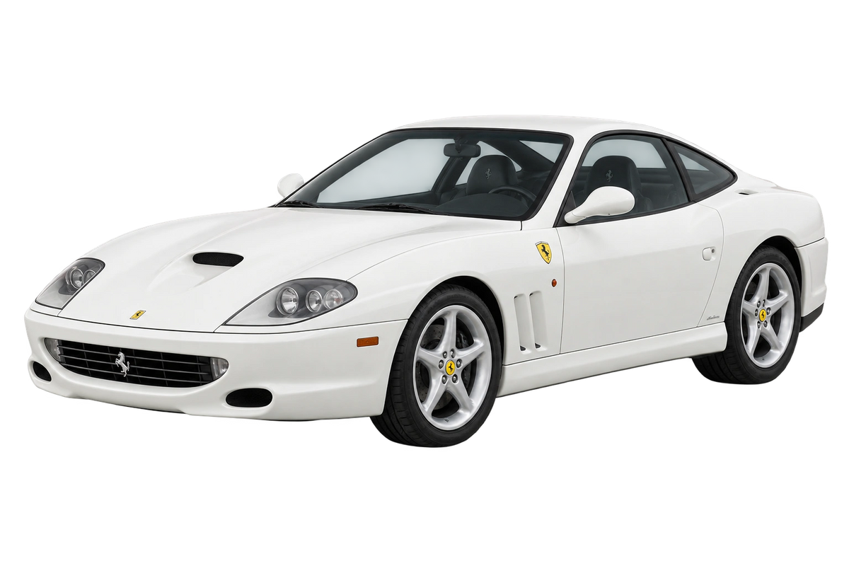 Witte Ferrari 550 Maranello F 133 ABM, ADM, schuin van voren