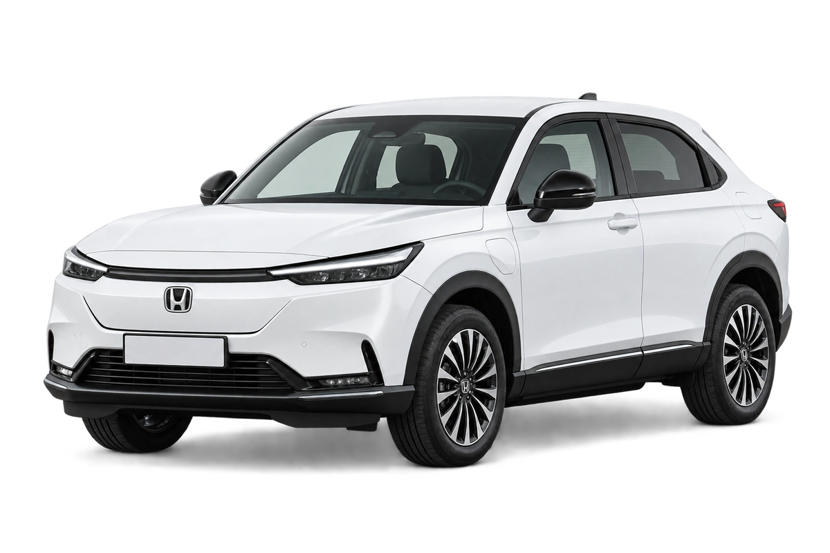 Witte Honda e:Ny1 RSA, schuin van voren