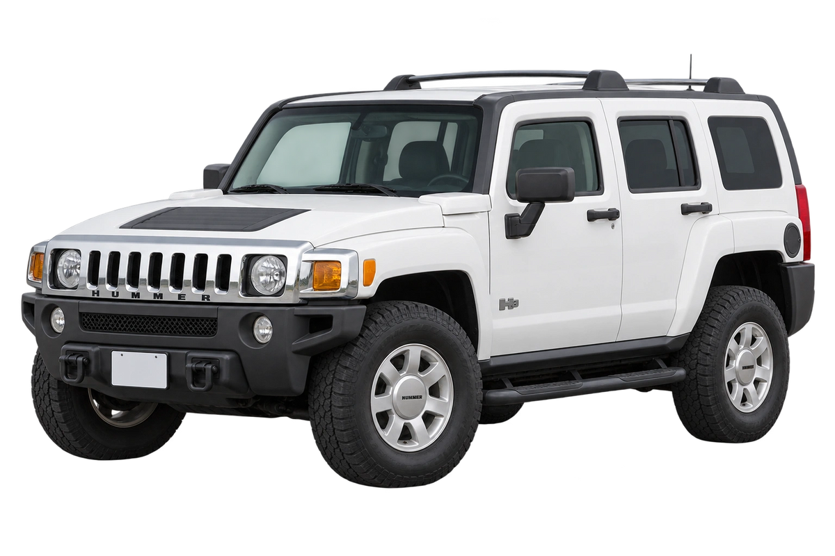 Witte Hummer H3 GMT345, schuin van voren