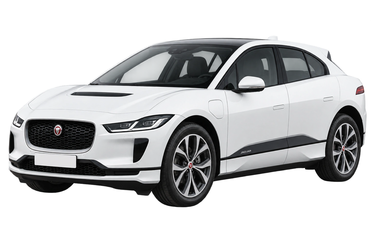 Witte Jaguar I-Pace DH, schuin van voren