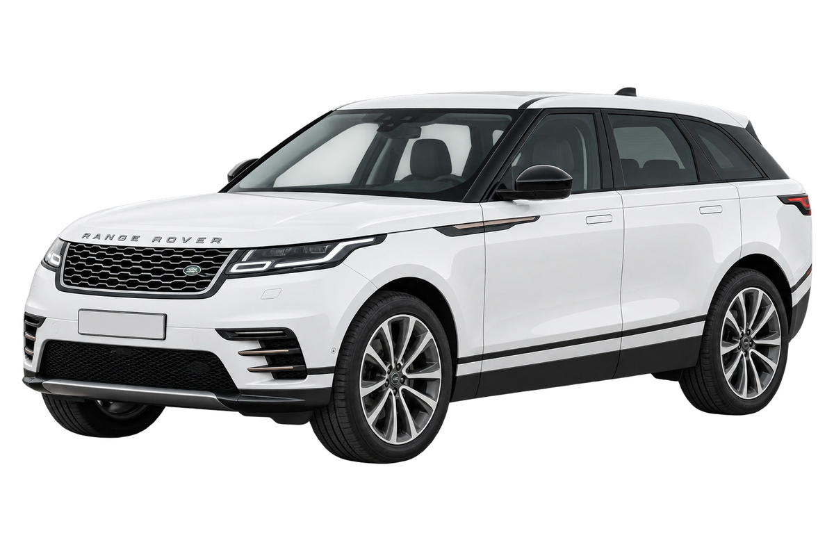 Witte Land Rover Range Rover Velar LY, schuin van voren