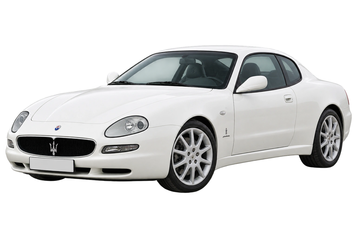 Witte Maserati Coupe M138, schuin van voren