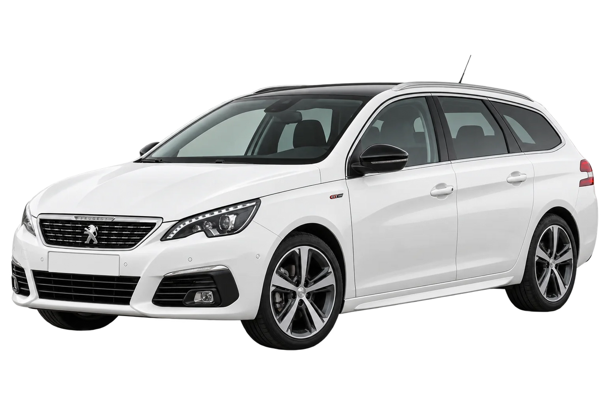 Witte Peugeot 308 L GT SW - Station Wagon / 133 kW - 151 kW, schuin van voren